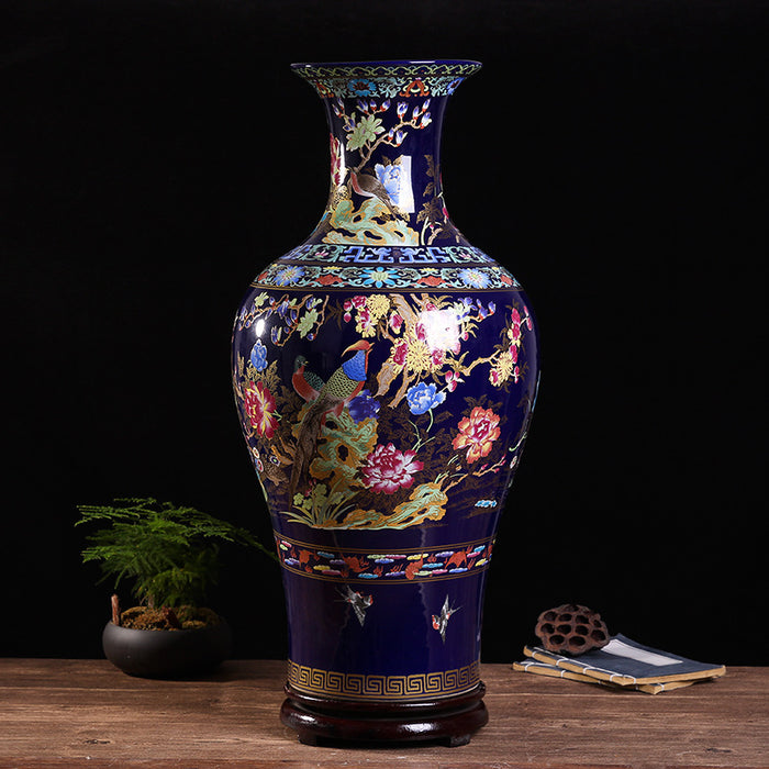 Large Chinese Handmade Jingdezhen Rose Floor Vase
