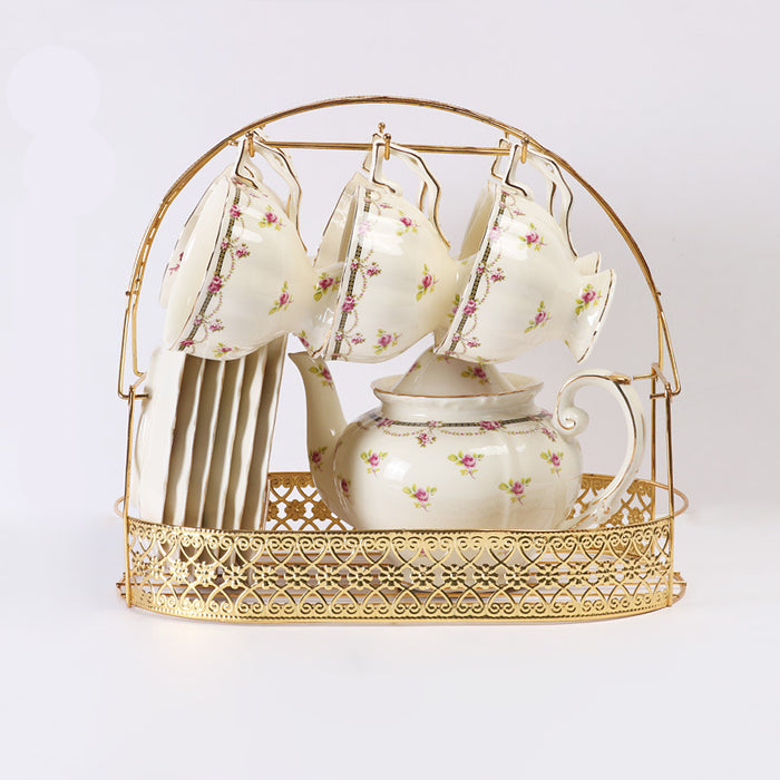Vintage Floral Rose Coffee & Tea Set