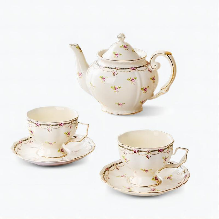 Vintage Floral Rose Coffee & Tea Set