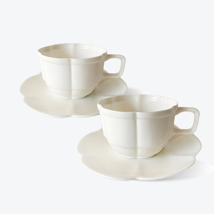 Vintage White Bone China Coffee Cup With  Flower Rim