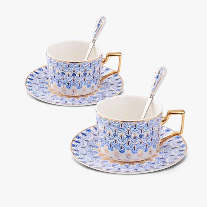 Blue Peacock Ceramic Coffee Cup