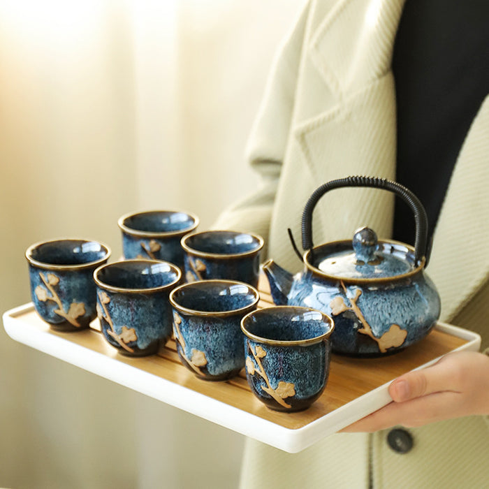 Japanese Plum Blossom Ceramic Tea Set