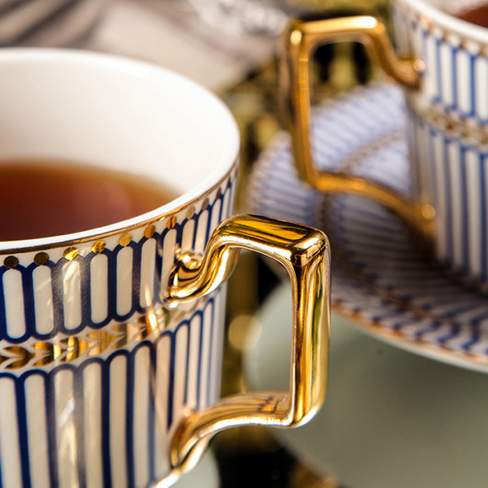 Blue Bone China Coffee Cup