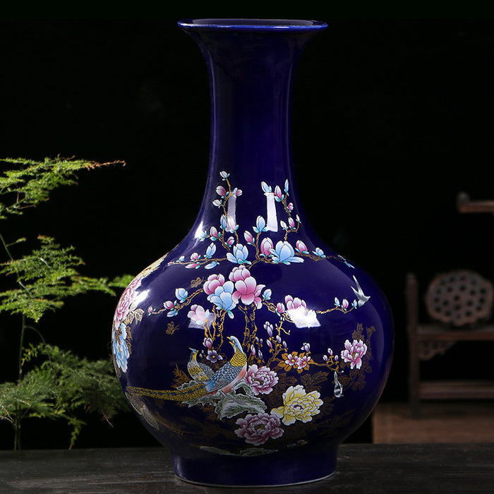 Large Chinese Handmade Jingdezhen Rose Floor Vase