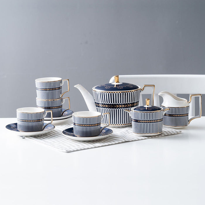 Blue Bone China Coffee Cup