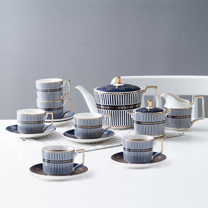 Blue Bone China Coffee Cup