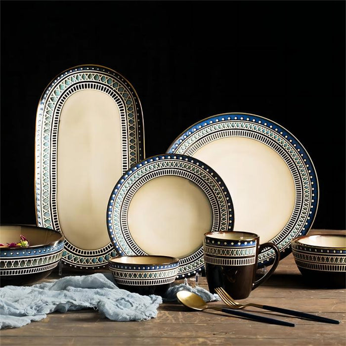 Embossed Reactive Glaze Stoneware Plate