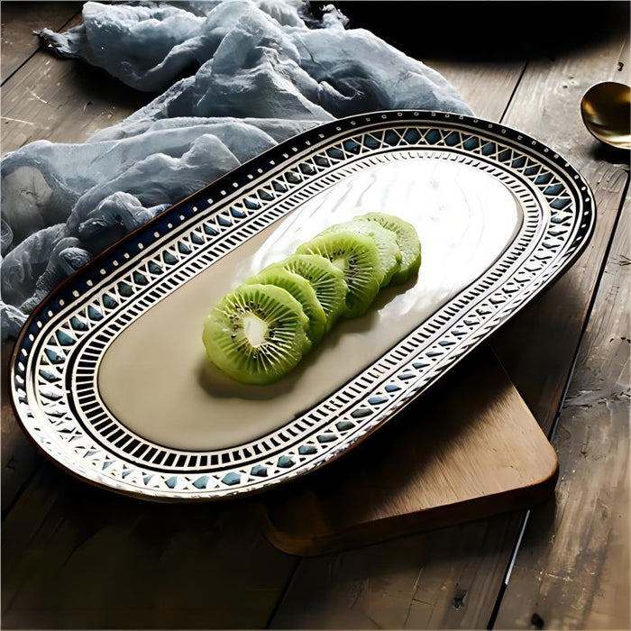 Embossed Reactive Glaze Stoneware Plate