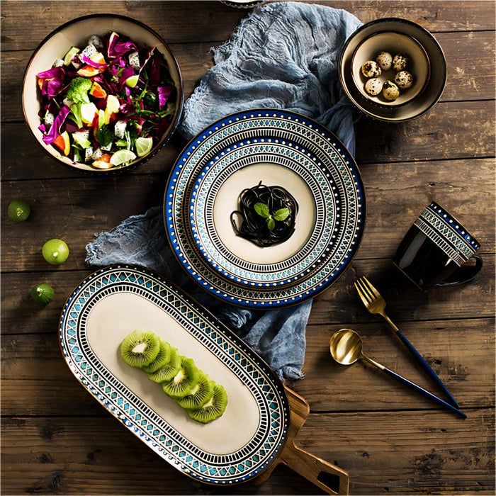 Embossed Reactive Glaze Stoneware Plate