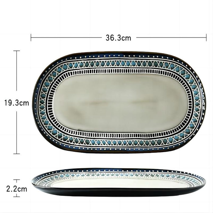 Embossed Reactive Glaze Stoneware Plate