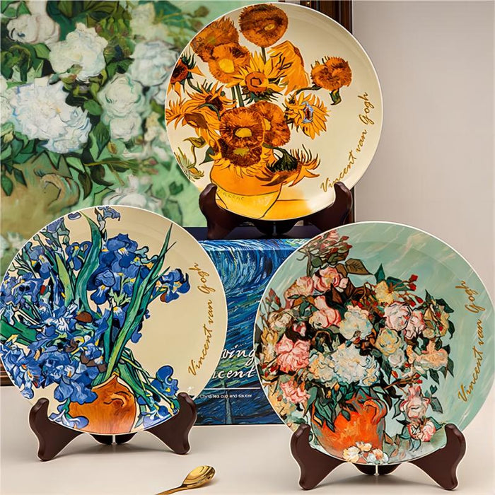 Country Style Oil Painting Bone China Plate
