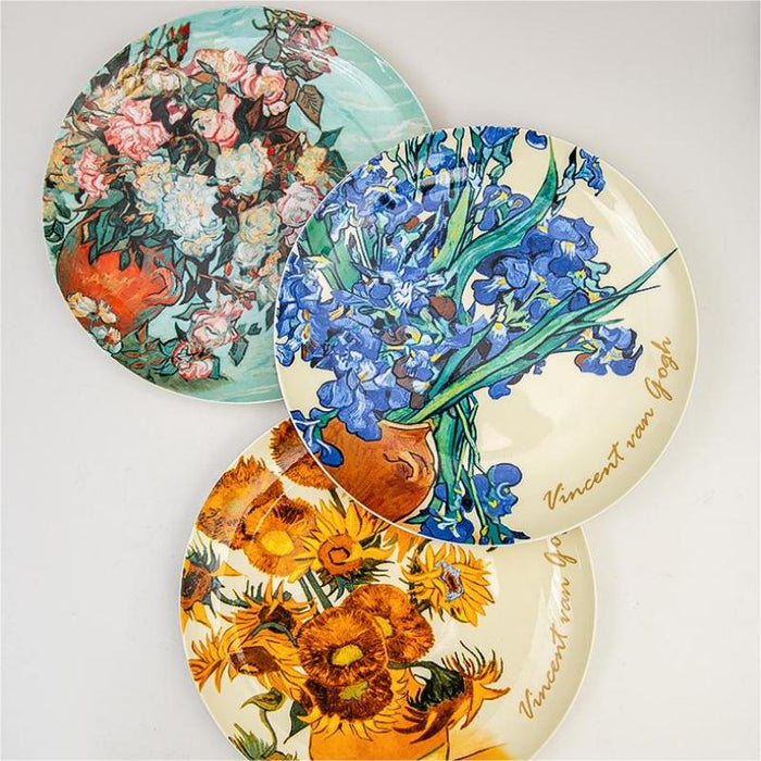Country Style Oil Painting Bone China Plate