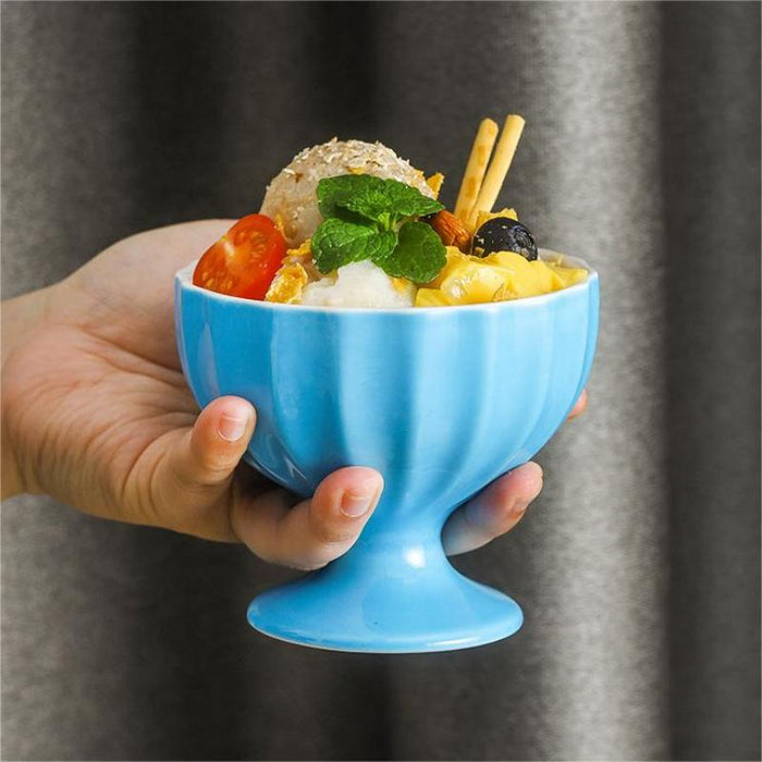 Blue Creative Ceramic Ice Cream Cup Goblet