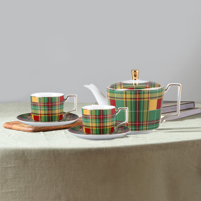 European Green Plaid Afternoon Tea & Coffee Set