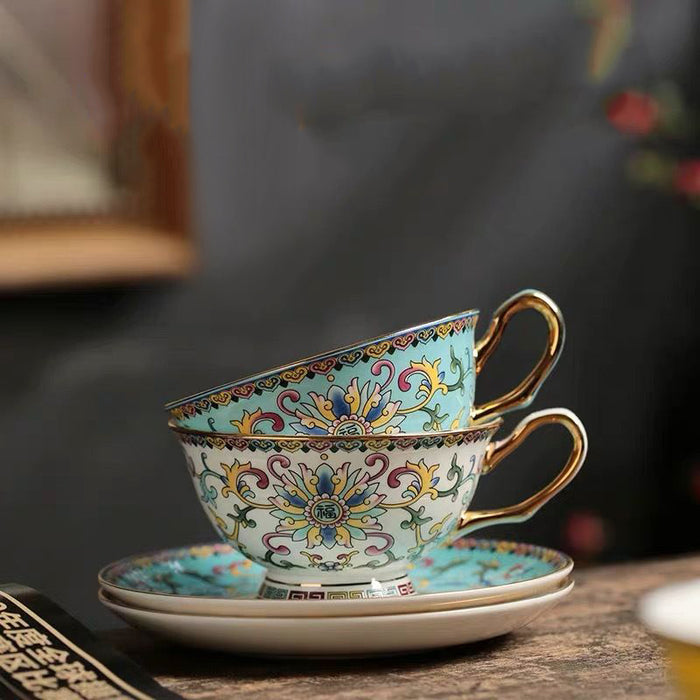 Chinese Enamel Lotus Bone China Coffee Cup-4