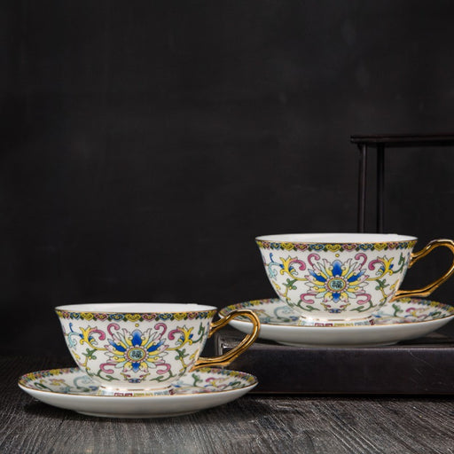 Chinese Enamel Lotus Bone China Coffee Cup-2