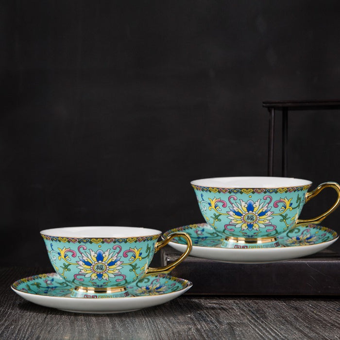 Chinese Enamel Lotus Bone China Coffee Cup-3