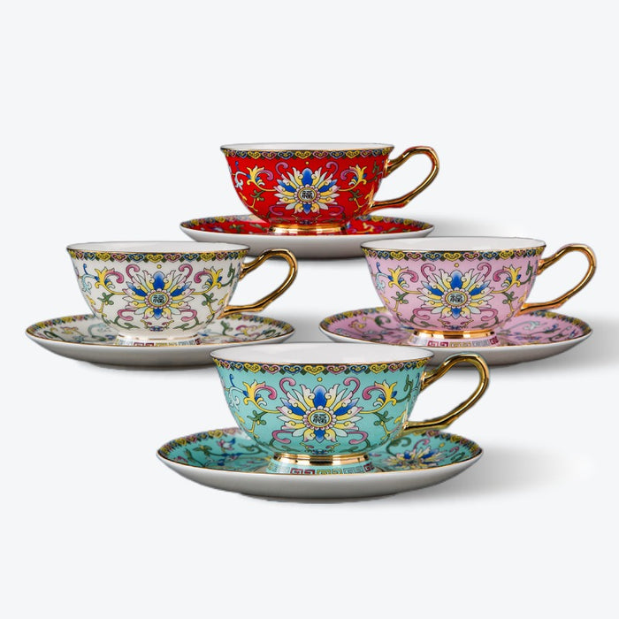Chinese Enamel Lotus Bone China Coffee Cup-1