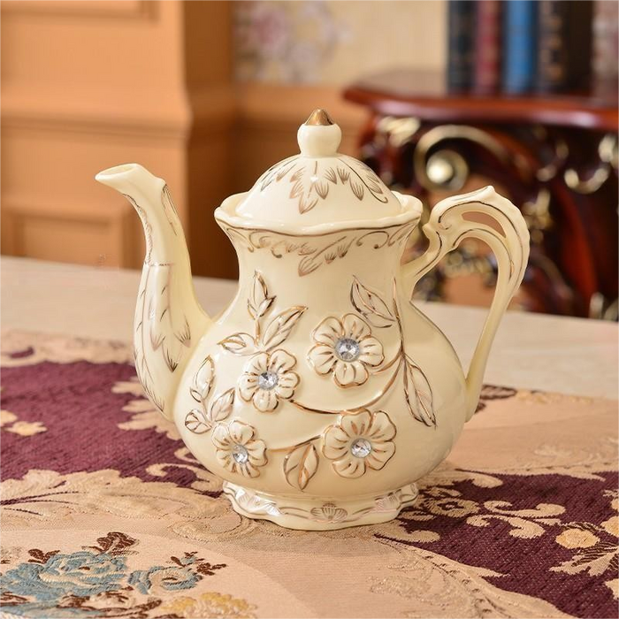 European Rose Ivory Porcelain Coffee Set-6