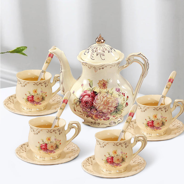 European Rose Ivory Porcelain Coffee Set-3