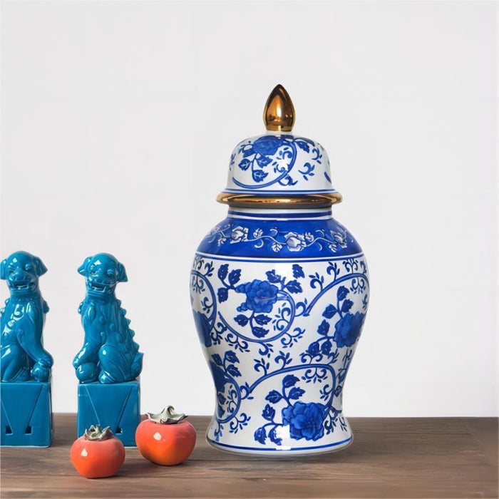 Chinoiserie Blue and White Porcelain Ginger Jar
