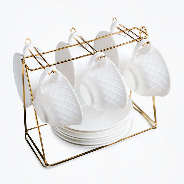 Nordic White Bone China Coffee Cup and Saucer Set
