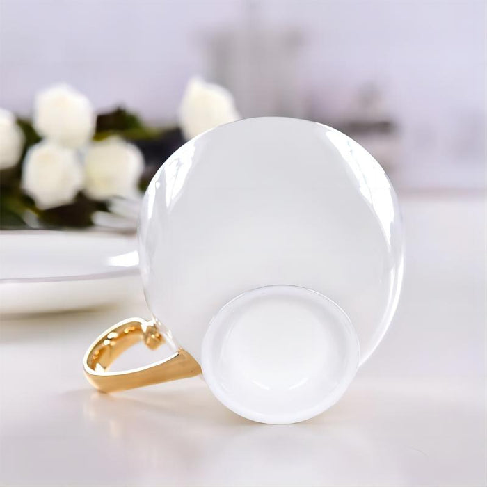 Gold Rim Bone China Coffee Cup and Saucer Set