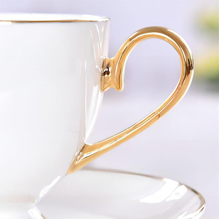 Gold Rim Bone China Coffee Cup and Saucer Set