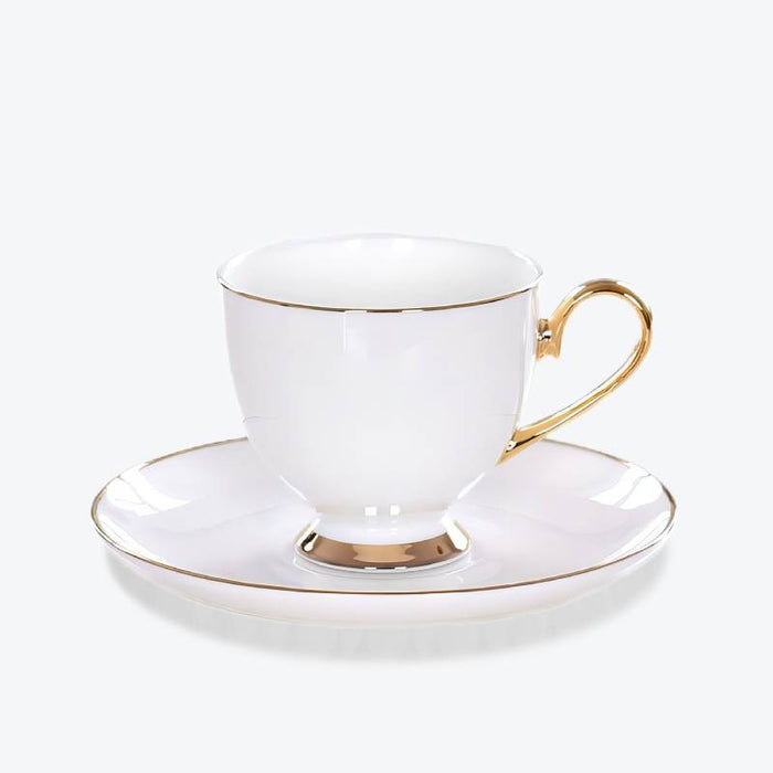Gold Rim Bone China Coffee Cup and Saucer Set