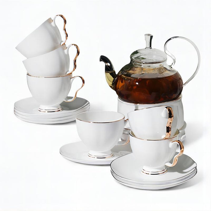 Gold Rim Bone China Tea Set