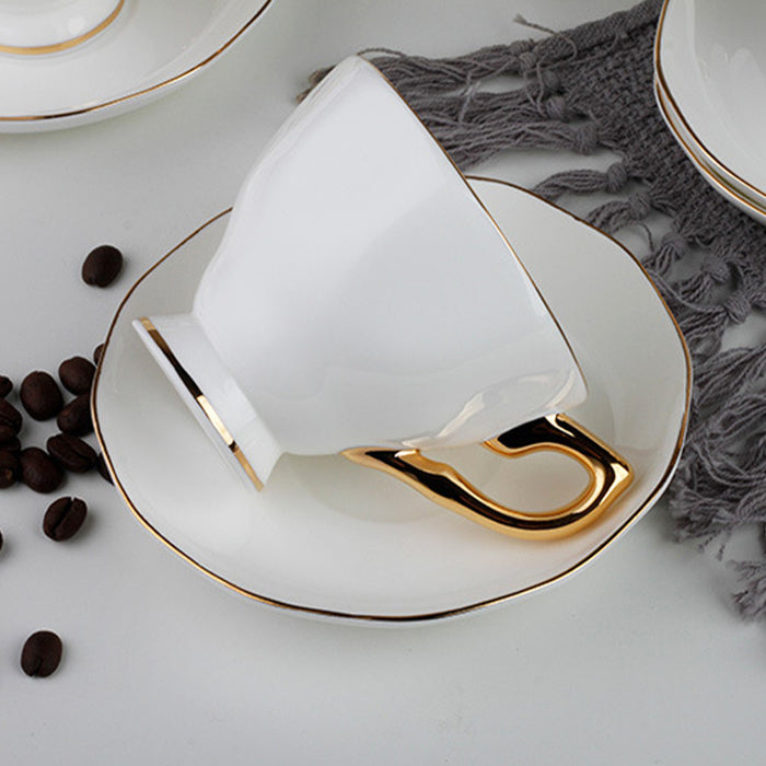 White Bone China Golden Handle Tea Set