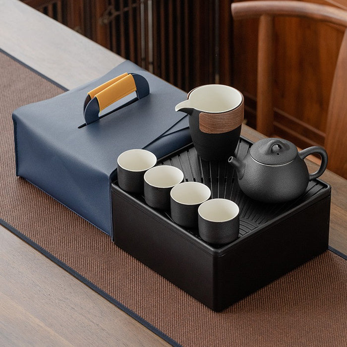 Mountain Black Pottery Travel Kung Fu Tea Set-4
