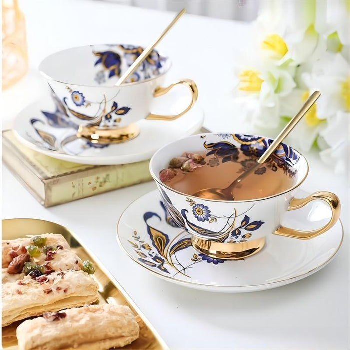 Bone China Golden Rim Coffee Cup and Saucer Set