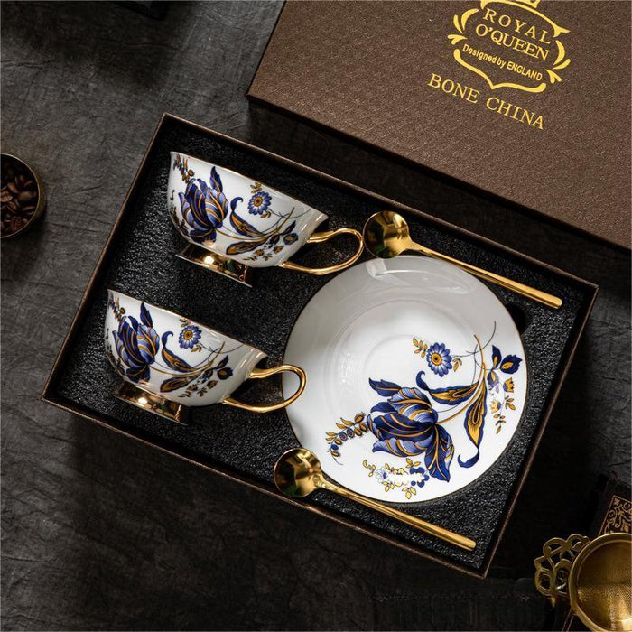 Bone China Golden Rim Coffee Cup and Saucer Set