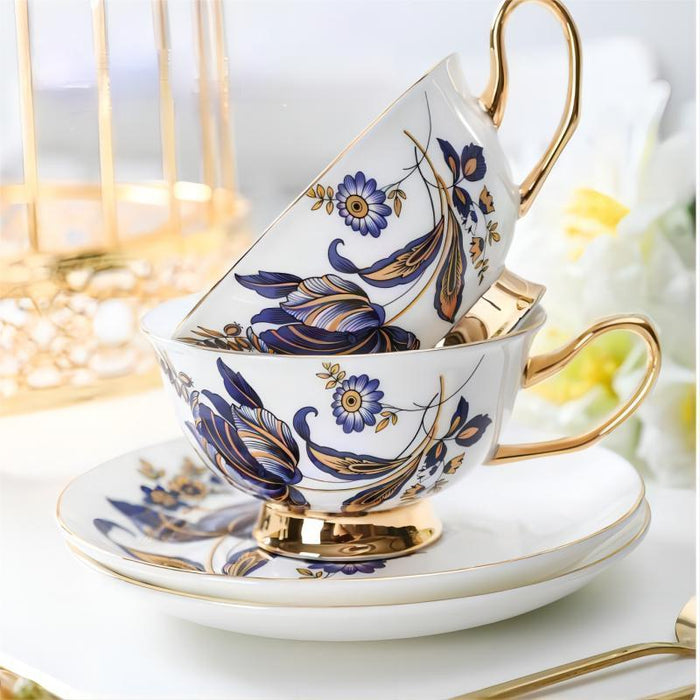 Bone China Golden Rim Coffee Cup and Saucer Set