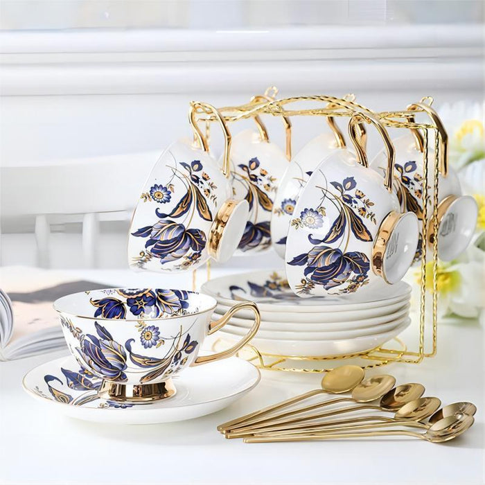 Bone China Golden Rim Coffee Cup and Saucer Set