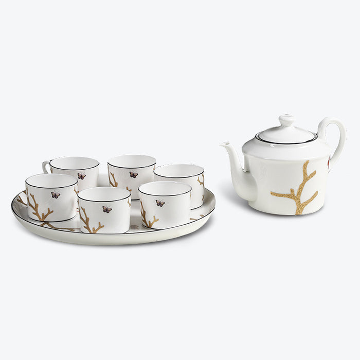 Bone China Branch and Bird Gold Trim Tea Set