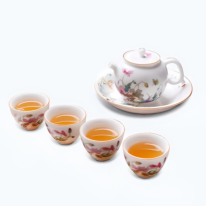 Floral Ceramic Kung Fu Tea Set