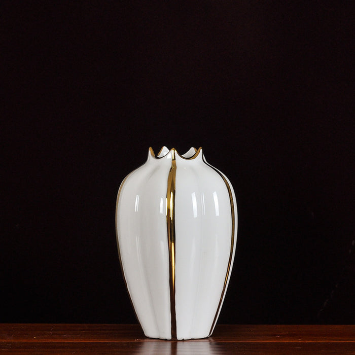 Chinese White Pumpkin Ceramic Vase