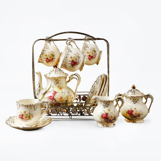European Rose Ivory Porcelain Coffee Set - HauSweet