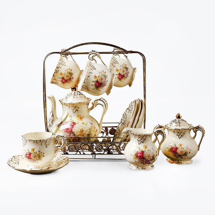 European Rose Ivory Porcelain Coffee Set - HauSweet
