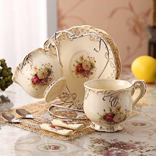 European Rose Ivory Porcelain Tea Set - HauSweet