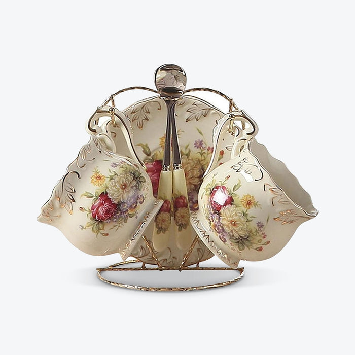 European Rose Ivory Porcelain Tea Set - HauSweet