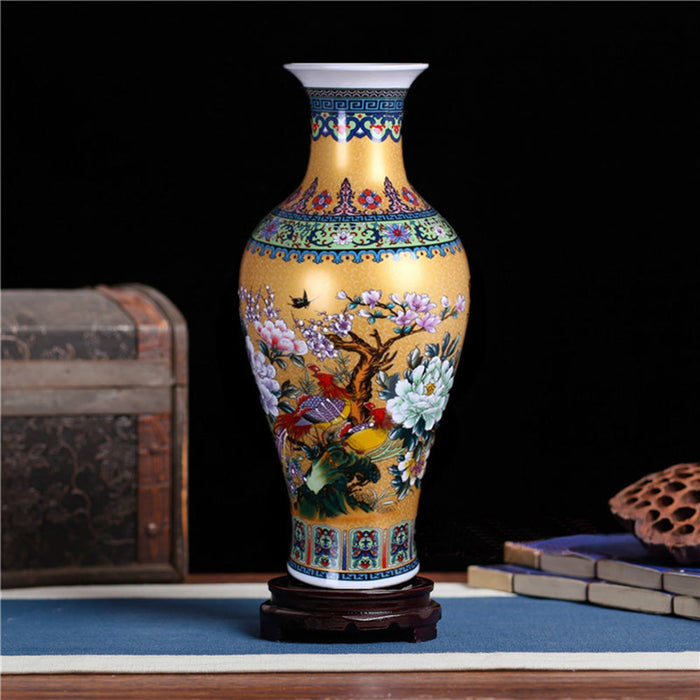 Flower and Bird Ceramic Floor Vase