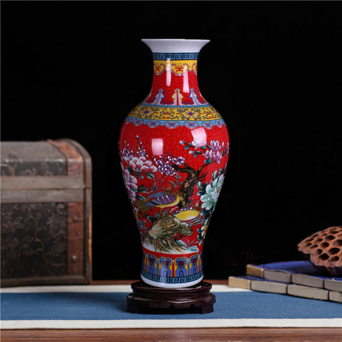 Flower and Bird Ceramic Floor Vase