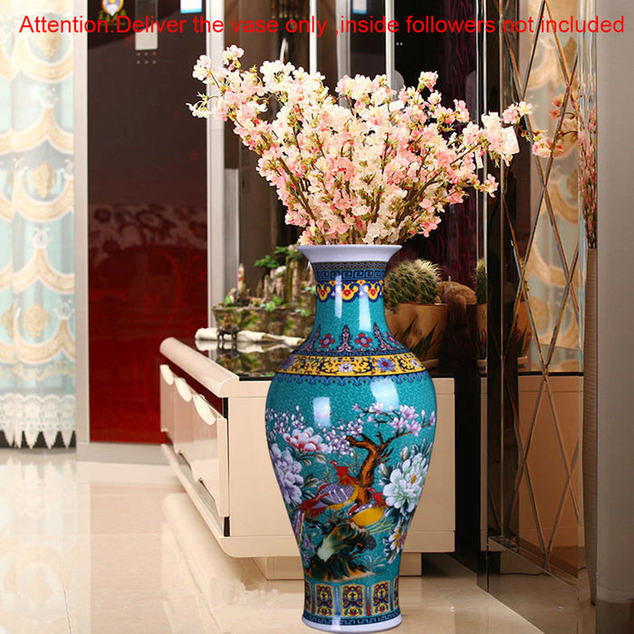Flower and Bird Ceramic Floor Vase