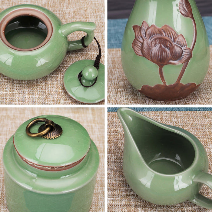 Green Chinese Ceramic Tea Set - HauSweet