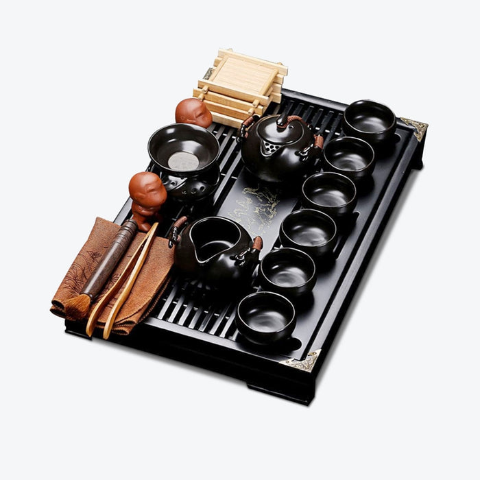 Black Chinese Ceramic Tea Set - HauSweet