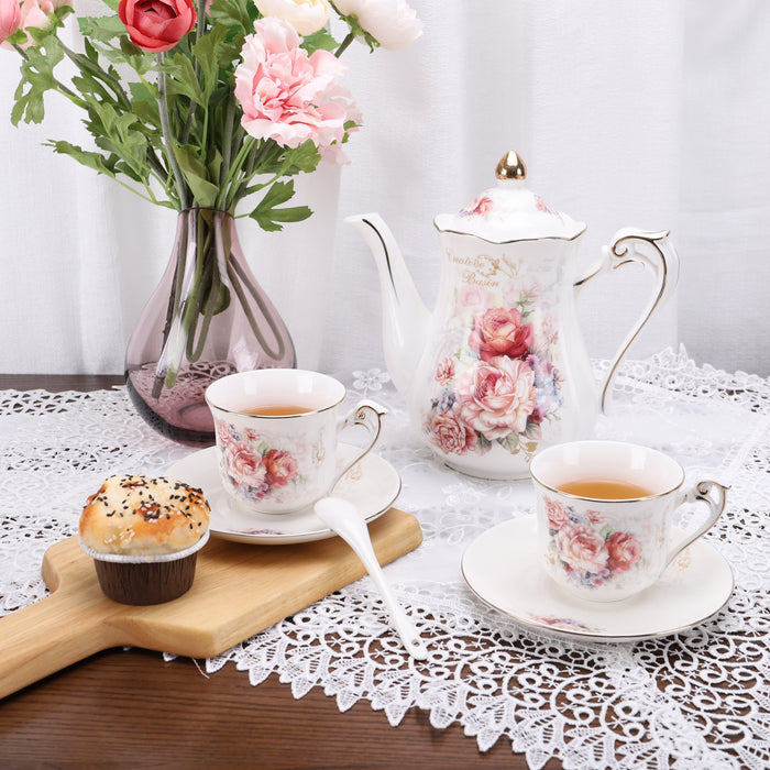 15 Pieces Vintage Porcelain Tea Set - HauSweet