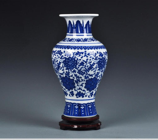 Blue Twig Lotus Porcelain Vase - HauSweet
